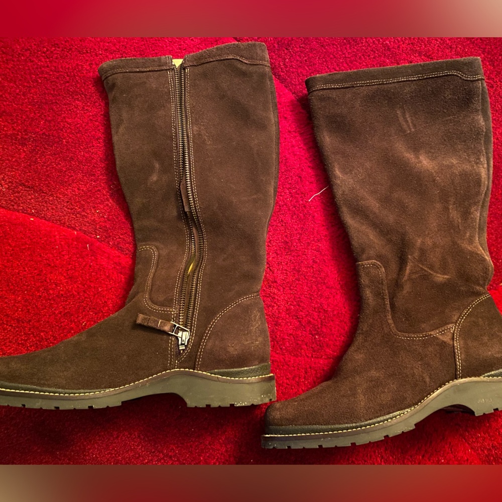 New LLBean brown suede calf high boots